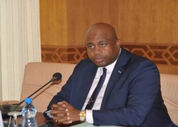 Le Ministre du Tourisme Pascal Houangni Ambouroué, devant les honorables députés ce matin. 