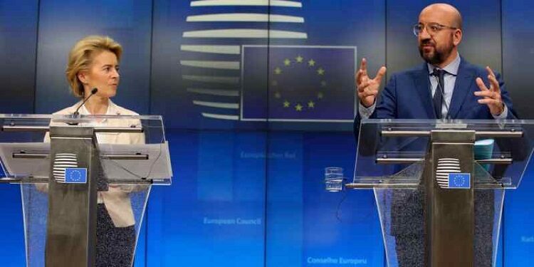 Les dirigeants de l’UE aux côtés d’Erdogan le 6 avril en Turquie